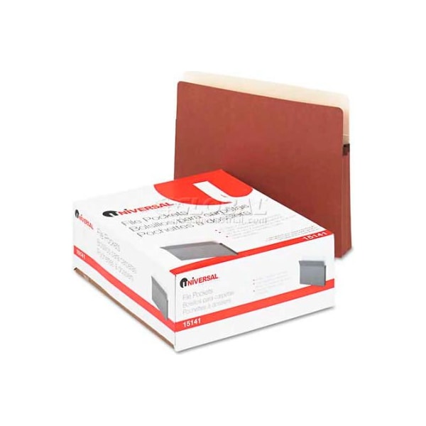 Universal 1-3/4" Expanding File Pockets, Straight Tab, Letter, Redrope/Manila, 25/Box 15141 - main